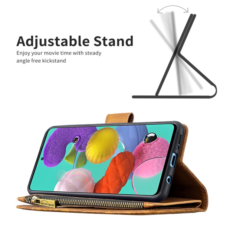 Custodia portafoglio in pelle con cerniera per Samsung Galaxy A51