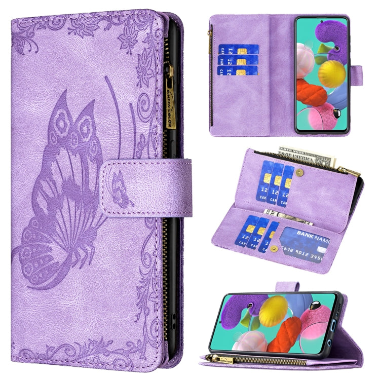 Custodia portafoglio in pelle con cerniera per Samsung Galaxy A51