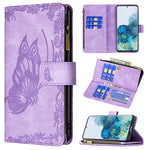Custodia portafoglio in pelle con cerniera per Samsung Galaxy S20