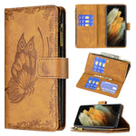 Custodia in pelle con cerniera orizzontale e supporto per Samsung Galaxy S21
