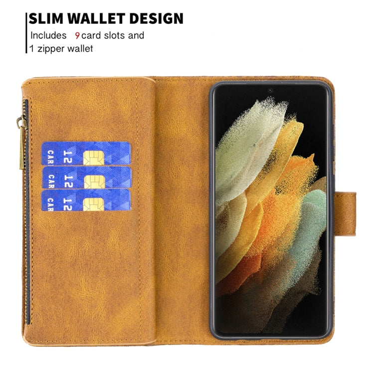 Custodia in pelle con cerniera orizzontale e supporto per Samsung Galaxy S21