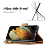 Custodia in pelle con cerniera orizzontale e supporto per Samsung Galaxy S21