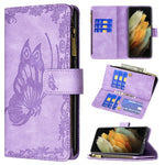 Custodia in pelle con cerniera orizzontale e supporto per Samsung Galaxy S21