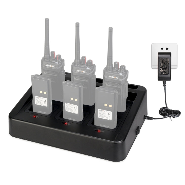 RETEVIS RTC48 Six-Way Walkie Talkie Charger with Multifunctional Interchangeable Slots for Retevis RT48/RT648, RTC48