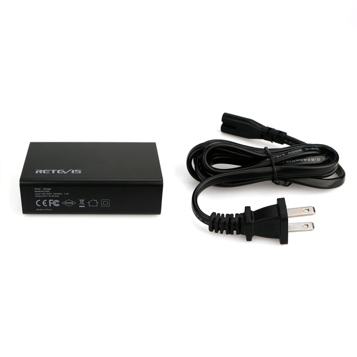 RETEVIS RTC501 Stazione di ricarica da tavolo per caricabatterie multifunzione USB a 5 porte 40W / 8A per H-777/RT27/RT7/RT22/H-777S, RTC501