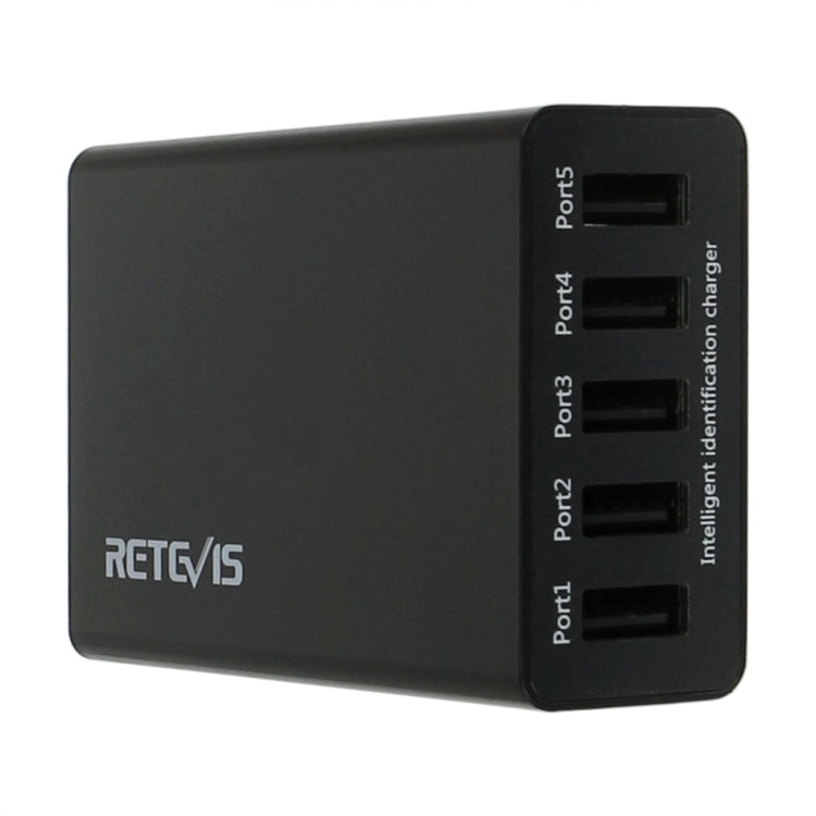 RETEVIS RTC501 Stazione di ricarica da tavolo per caricabatterie multifunzione USB a 5 porte 40W / 8A per H-777/RT27/RT7/RT22/H-777S, RTC501