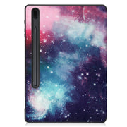 Custodia in pelle per tablet smart in TPU verniciato Custer con funzione Sleep/Wake-up e supporto a 3 pieghe e slot per penna, For Samsung Galaxy Tab S7 Lite T730