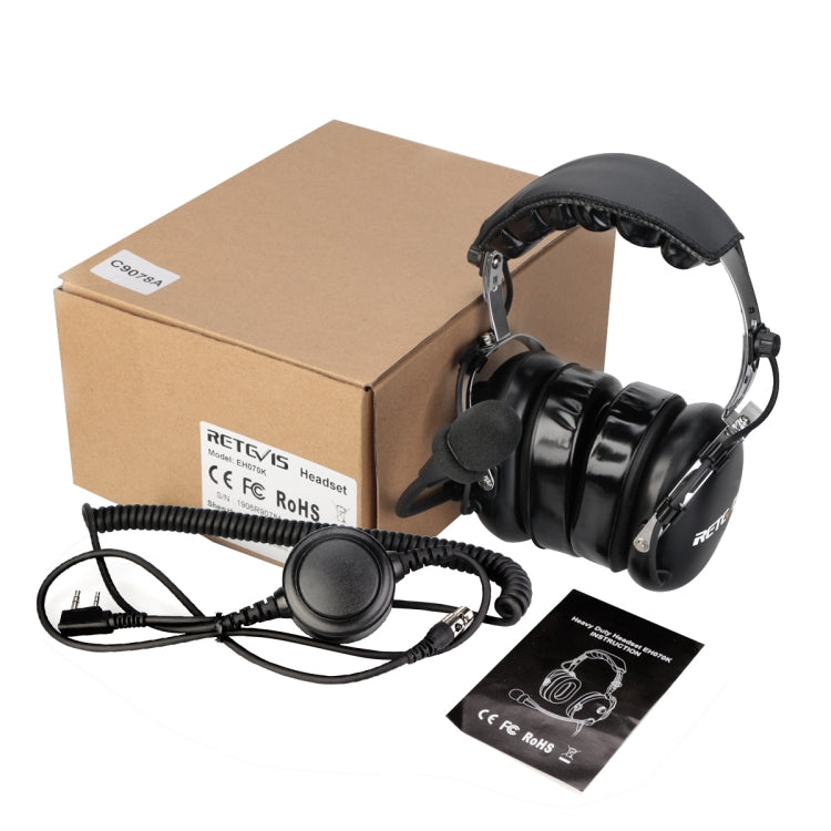 RETEVIS EH070K 2-Pin Adjustable Volume Binaural Noise Reduction Headset Microphone, EH070K