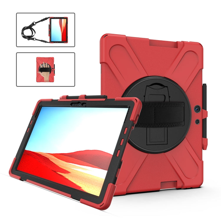 Custodia protettiva antiurto in silicone colorato + PC con supporto, cinturino da polso e tracolla, For Microsoft Surface Pro X / Pro X 2021