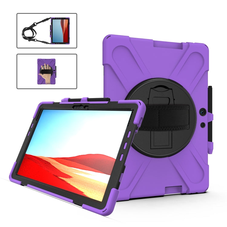 Custodia protettiva antiurto in silicone colorato + PC con supporto, cinturino da polso e tracolla, For Microsoft Surface Pro X / Pro X 2021