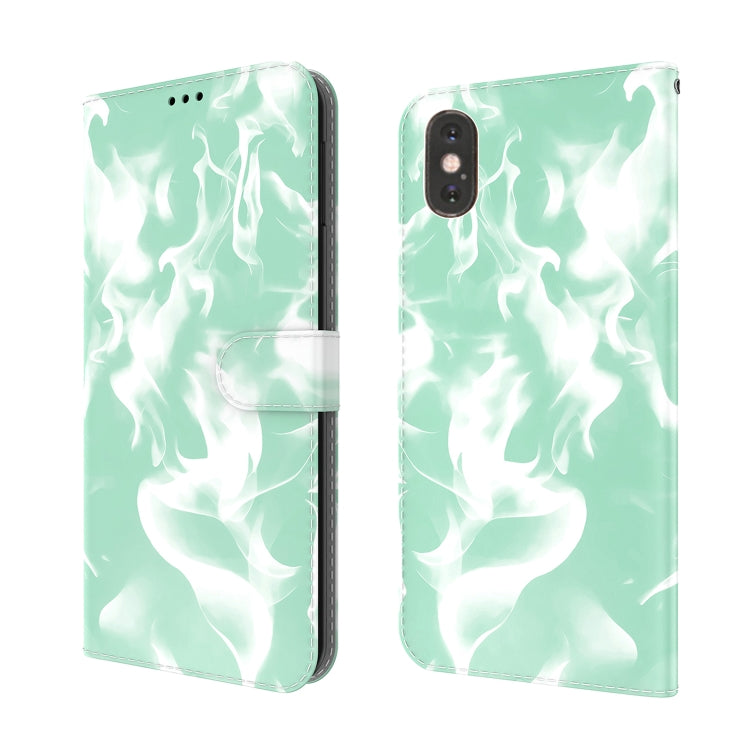 Custodia in pelle flip orizzontale modello Cloud Fog con supporto, slot per schede e portafoglio, For iPhone X / XS, For iPhone XR, For iPhone XS Max