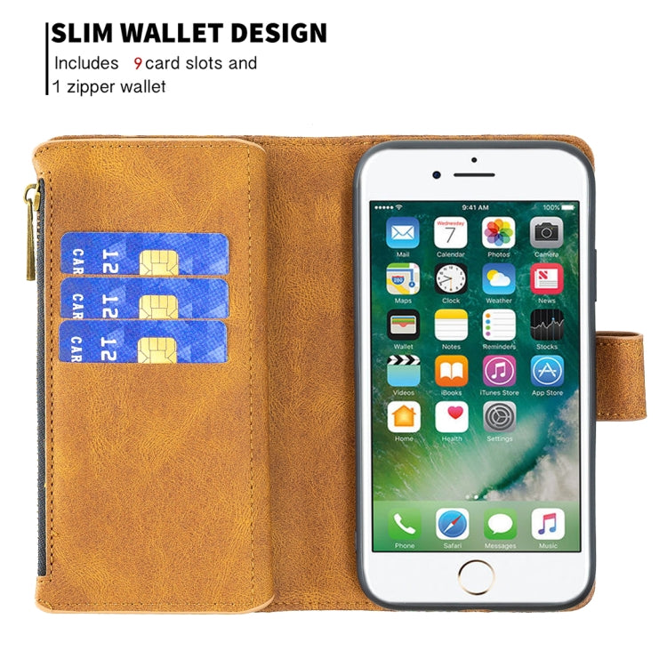 Custodia portafoglio in pelle con cerniera per iPhone