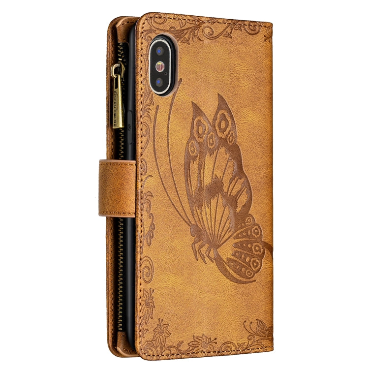 Custodia portafoglio in pelle con cerniera per iPhone XS Max