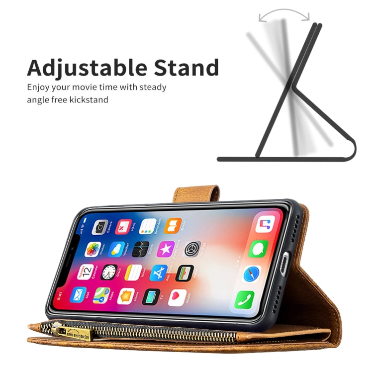 Custodia portafoglio in pelle con cerniera per iPhone XS Max