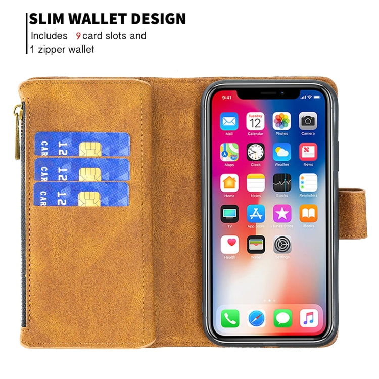 Custodia portafoglio in pelle con cerniera per iPhone XS Max