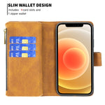 Custodia portafoglio in pelle con cerniera per iPhone 12