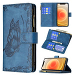 Custodia portafoglio in pelle con cerniera per iPhone 12