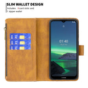 Custodia in pelle con cerniera per Nokia 1.4 e 3.4