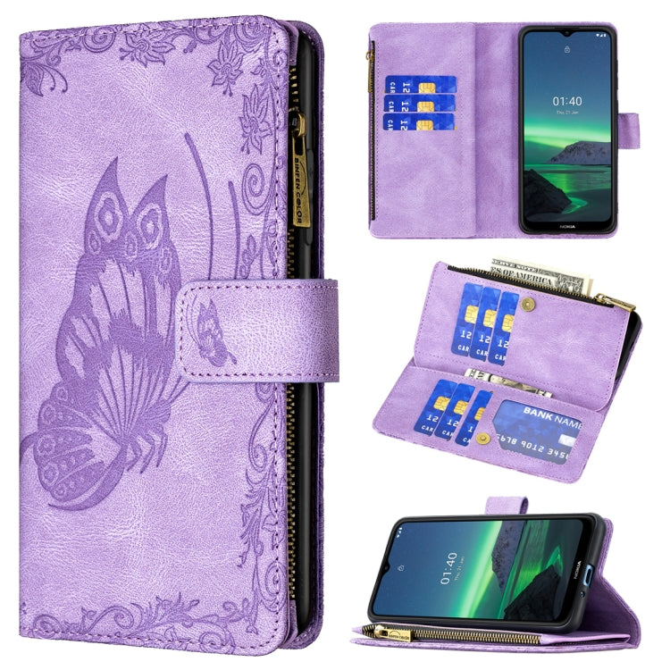 Custodia in pelle con cerniera per Nokia 1.4 e 3.4