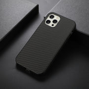 Custodia protettiva antiurto in PU + PC + TPU in fibra di carbonio, For iPhone 12 Pro Max