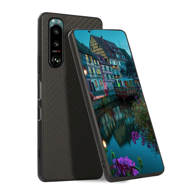 Custodia protettiva antiurto in PU + PC + TPU in fibra di carbonio, For Sony Xperia 5 III