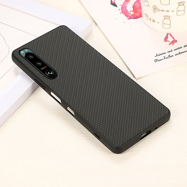Custodia protettiva antiurto in PU + PC + TPU in fibra di carbonio, For Sony Xperia 5 III
