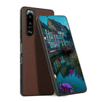 Custodia protettiva antiurto in PU + PC + TPU in fibra di carbonio, For Sony Xperia 5 III