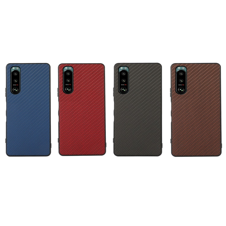Custodia protettiva antiurto in PU + PC + TPU in fibra di carbonio, For Sony Xperia 5 III