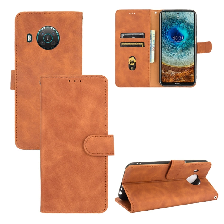 Tinta unita Skin Feel Fibbia magnetica Flip orizzontale Custodia in pelle PU con struttura in vitello con supporto e slot per schede e portafoglio, For Fujitsu Be4 Plus F-41B, For Nokia X10, For Sony Xperia 5 III