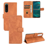 Tinta unita Skin Feel Fibbia magnetica Flip orizzontale Custodia in pelle PU con struttura in vitello con supporto e slot per schede e portafoglio, For Fujitsu Be4 Plus F-41B, For Nokia X10, For Sony Xperia 5 III