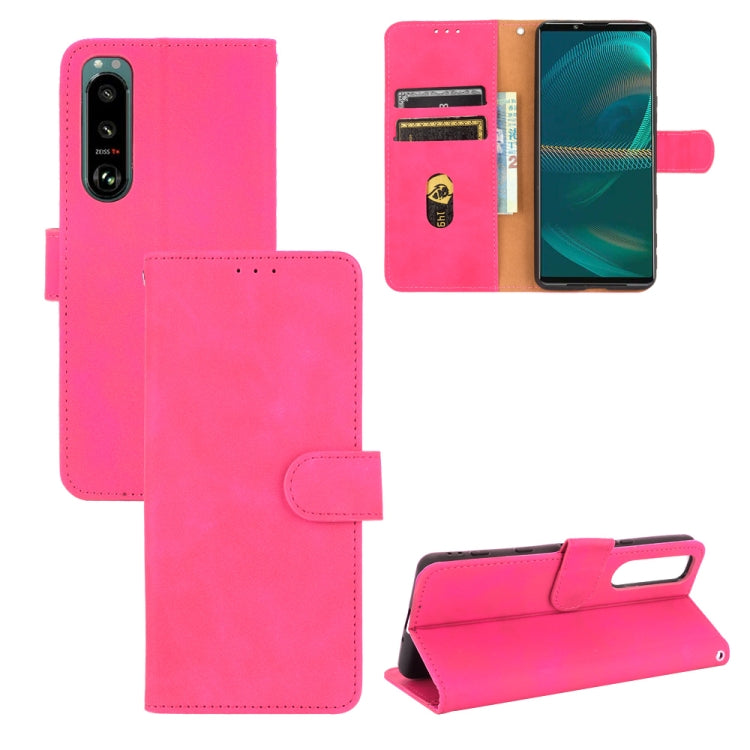 Tinta unita Skin Feel Fibbia magnetica Flip orizzontale Custodia in pelle PU con struttura in vitello con supporto e slot per schede e portafoglio, For Fujitsu Be4 Plus F-41B, For Nokia X10, For Sony Xperia 5 III