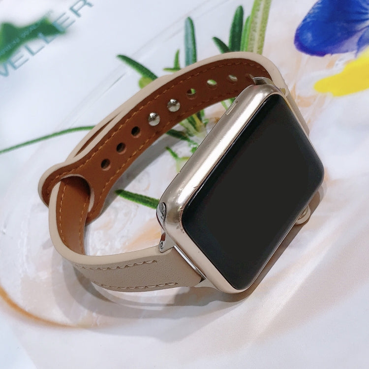 Cinturino di ricambio per cinturino in pelle con doppio chiodo, For Apple Watch Series 7  41mm / & 6 & SE & 5 & 4 40mm, For Apple Watch Series  7  45mm / & 6 & SE & 5 & 4 44mm