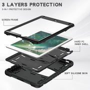 Cornice dello schermo di protezione a 3 strati + PC + Custodia combinata antiurto in silicone con supporto, For iPad 9.7 (2018) / (2017) / Air 2 / Pro 9.7, For iPad 10.2 2021 / 2020 / 2019