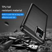 Custodia in TPU in fibra di carbonio con trama spazzolata, For Samsung Galaxy A22 4G, For Samsung Galaxy F52 5G, For Xiaomi Redmi Note 10 Pro 5G