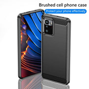 Custodia in TPU in fibra di carbonio con trama spazzolata, For Samsung Galaxy A22 4G, For Samsung Galaxy F52 5G, For Xiaomi Redmi Note 10 Pro 5G