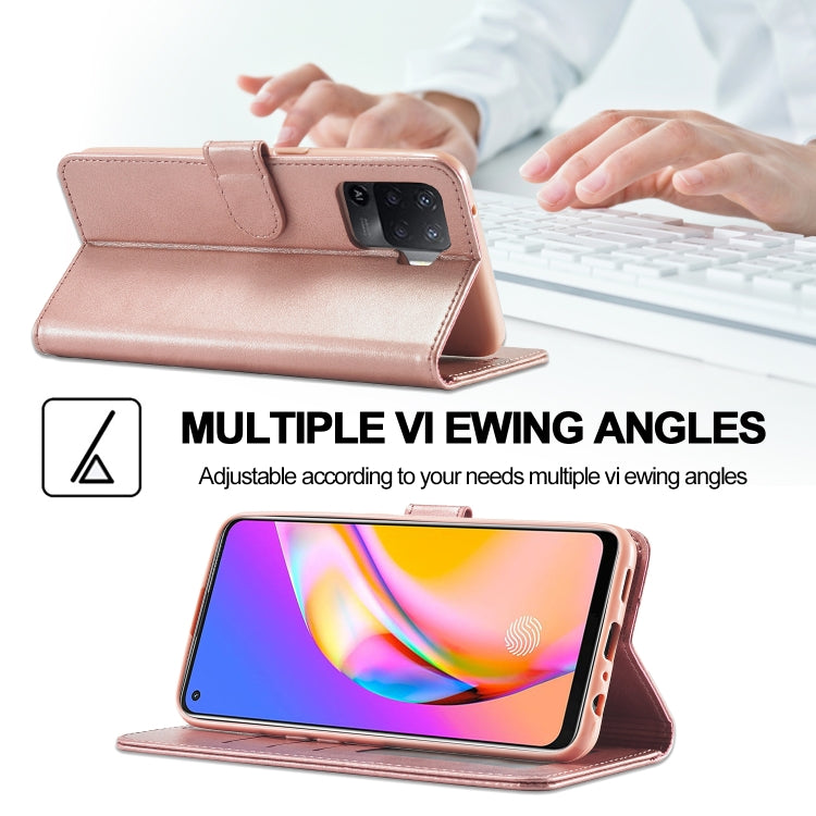 LC.IMEEKE Custodia in pelle a vibrazione orizzontale con struttura in vitello, con supporto, slot per schede e portafoglio, For OPPO Realme 8 / 8 Pro, For OPPO F19 Pro/A94 4G/Reno 5F