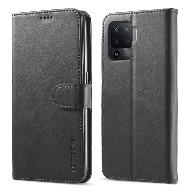 LC.IMEEKE Custodia in pelle a vibrazione orizzontale con struttura in vitello, con supporto, slot per schede e portafoglio, For OPPO Realme 8 / 8 Pro, For OPPO F19 Pro/A94 4G/Reno 5F