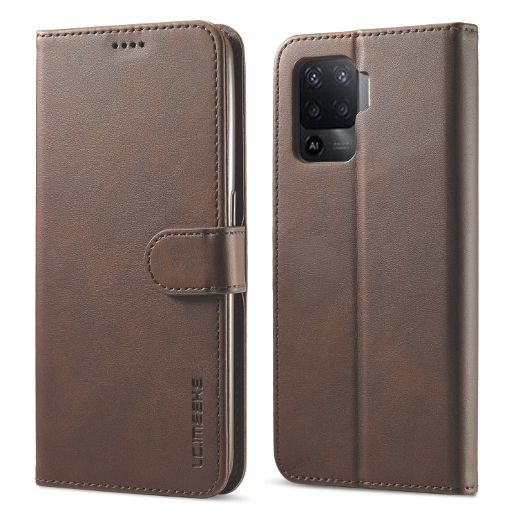 LC.IMEEKE Custodia in pelle a vibrazione orizzontale con struttura in vitello, con supporto, slot per schede e portafoglio, For OPPO Realme 8 / 8 Pro, For OPPO F19 Pro/A94 4G/Reno 5F