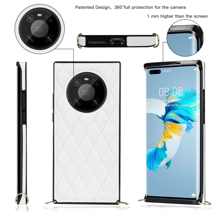 Elegante custodia antiurto in pelle microfibra con motivo rombico + TPU con tracolla a catena, For Huawei Mate 40 Pro, For Huawei Mate 20, For Huawei Mate 20 Lite, For Huawei Mate 20 Pro