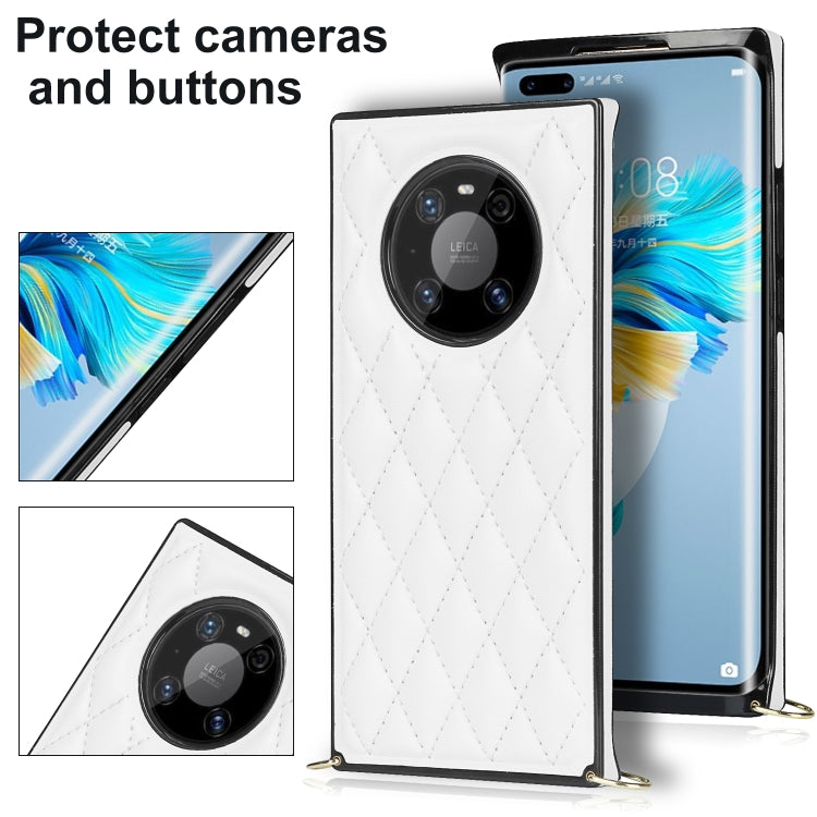 Elegante custodia antiurto in pelle microfibra con motivo rombico + TPU con tracolla a catena, For Huawei Mate 40 Pro, For Huawei Mate 20, For Huawei Mate 20 Lite, For Huawei Mate 20 Pro