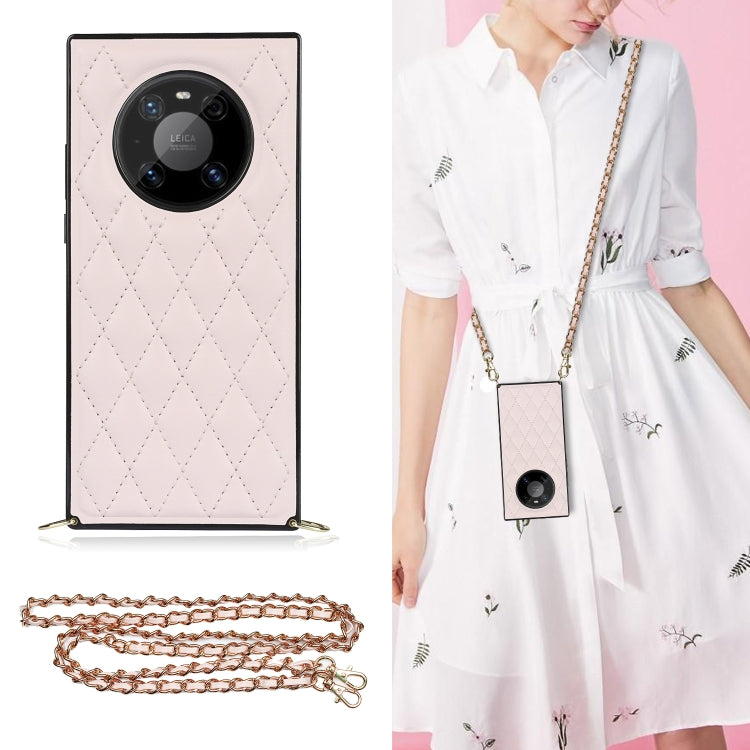 Elegante custodia antiurto in pelle microfibra con motivo rombico + TPU con tracolla a catena, For Huawei Mate 40 Pro, For Huawei Mate 20, For Huawei Mate 20 Lite, For Huawei Mate 20 Pro