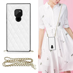 Elegante custodia antiurto in pelle microfibra con motivo rombico + TPU con tracolla a catena, For Huawei Mate 40 Pro, For Huawei Mate 20, For Huawei Mate 20 Lite, For Huawei Mate 20 Pro