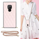Elegante custodia antiurto in pelle microfibra con motivo rombico + TPU con tracolla a catena, For Huawei Mate 40 Pro, For Huawei Mate 20, For Huawei Mate 20 Lite, For Huawei Mate 20 Pro