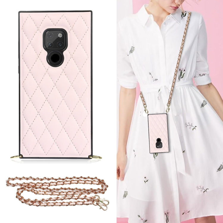 Elegante custodia antiurto in pelle microfibra con motivo rombico + TPU con tracolla a catena, For Huawei Mate 40 Pro, For Huawei Mate 20, For Huawei Mate 20 Lite, For Huawei Mate 20 Pro