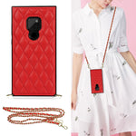 Elegante custodia antiurto in pelle microfibra con motivo rombico + TPU con tracolla a catena, For Huawei Mate 40 Pro, For Huawei Mate 20, For Huawei Mate 20 Lite, For Huawei Mate 20 Pro