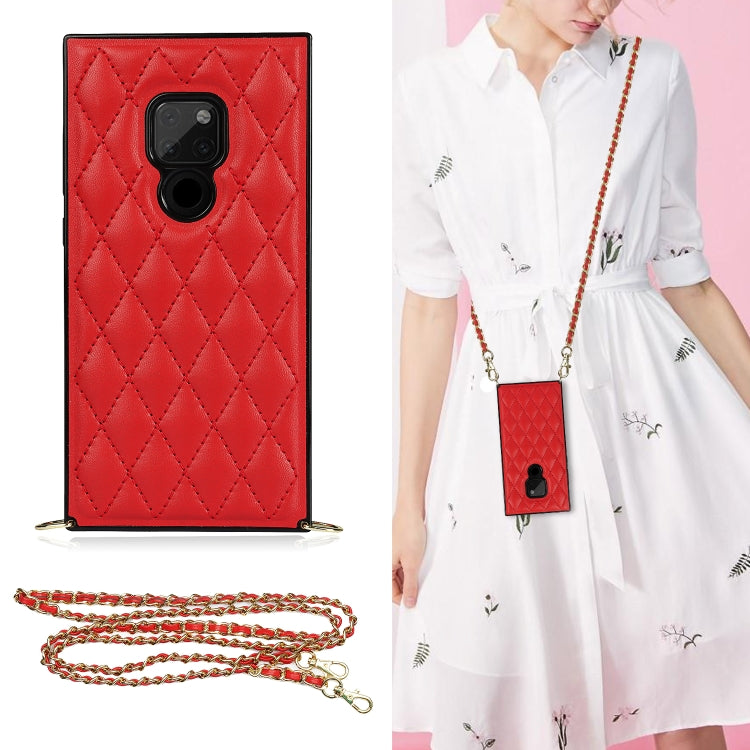 Elegante custodia antiurto in pelle microfibra con motivo rombico + TPU con tracolla a catena, For Huawei Mate 40 Pro, For Huawei Mate 20, For Huawei Mate 20 Lite, For Huawei Mate 20 Pro