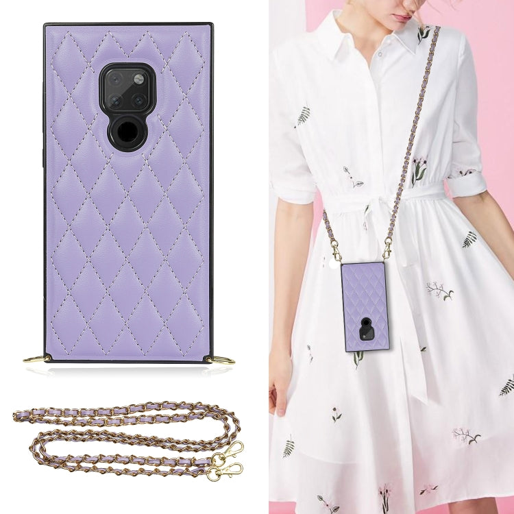 Elegante custodia antiurto in pelle microfibra con motivo rombico + TPU con tracolla a catena, For Huawei Mate 40 Pro, For Huawei Mate 20, For Huawei Mate 20 Lite, For Huawei Mate 20 Pro