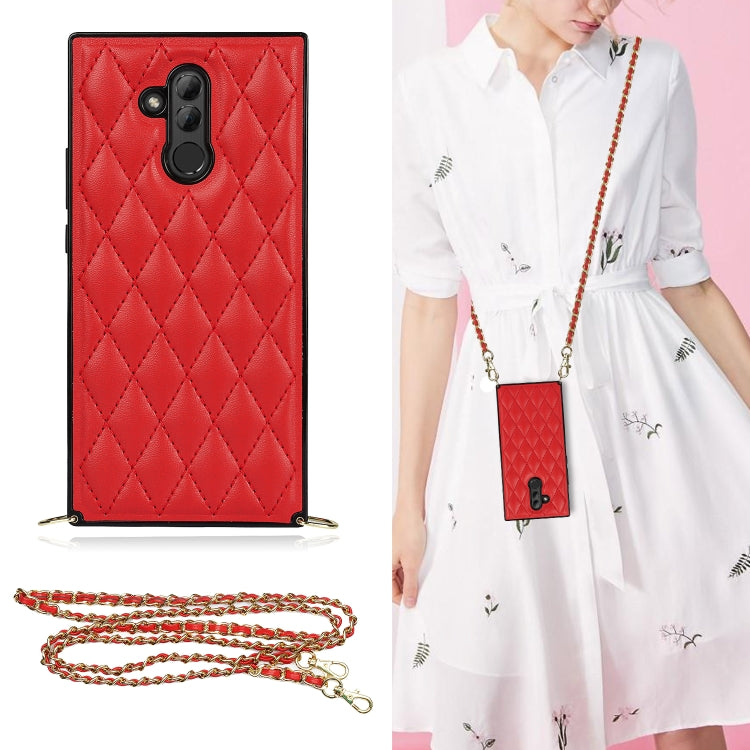 Elegante custodia antiurto in pelle microfibra con motivo rombico + TPU con tracolla a catena, For Huawei Mate 40 Pro, For Huawei Mate 20, For Huawei Mate 20 Lite, For Huawei Mate 20 Pro