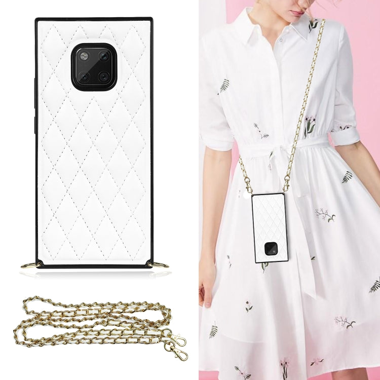 Elegante custodia antiurto in pelle microfibra con motivo rombico + TPU con tracolla a catena, For Huawei Mate 40 Pro, For Huawei Mate 20, For Huawei Mate 20 Lite, For Huawei Mate 20 Pro