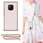 Elegante custodia antiurto in pelle microfibra con motivo rombico + TPU con tracolla a catena, For Huawei Mate 40 Pro, For Huawei Mate 20, For Huawei Mate 20 Lite, For Huawei Mate 20 Pro